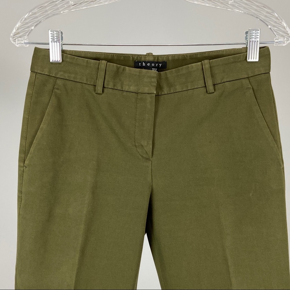 Theory Treeca Cl Mod Twill Cropped Pants Green 2 - image 2